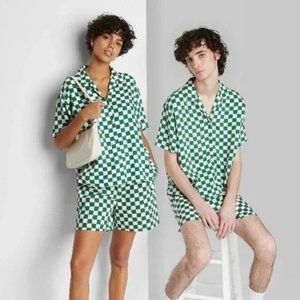 wild fable - green and white checkered shorts - 100% cotton - size s